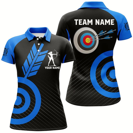 Goofygear Personalized Blue Archery Jerseys For Women Custom Archery Polo Shirts Team League Archery Shirts