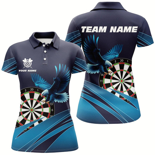 Goofygear Personalized Darts Board Eagle Blue Darts Polo Shirts Custom Darts Shirts For Women Darts Team Shirts