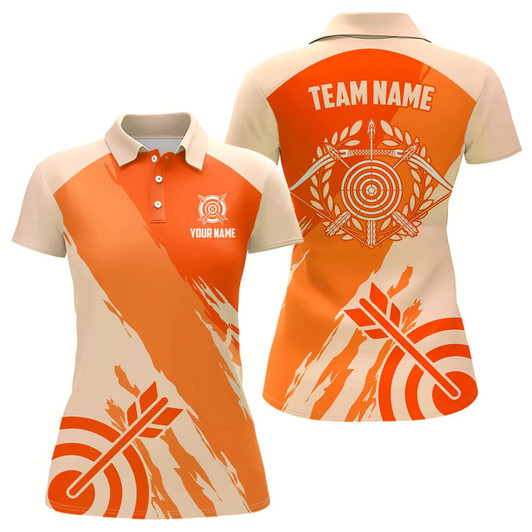 Goofygear Personalized Orange Jerseys Archery Women Polo Shirts Custom Archery Target Shirts, Archery Jerseys