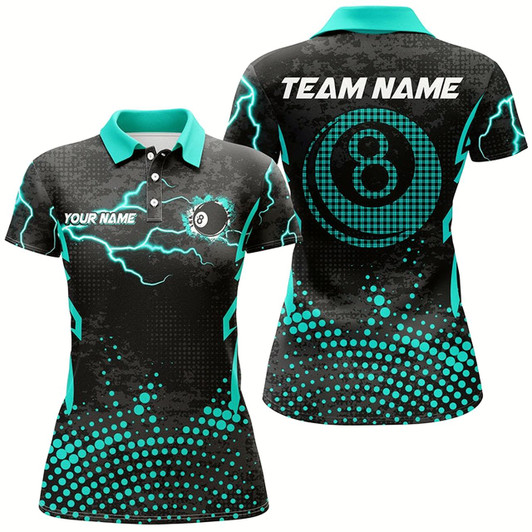 Goofygear Personalized Turquoise 8 Ball Point Billiard Women Polo Shirt Best Custom Billiards Apparel Clothing