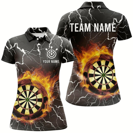 Goofygear Customized Flame Darts Polo Shirt Thunder Lightning Dart Shirt For Women Dart Jerseys