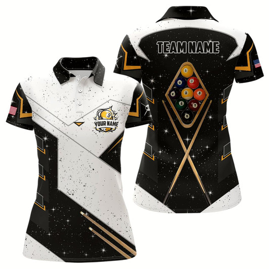 Goofygear Personalized 9 Ball Pool Billiard Grunge Polo Shirts For Women Custom 9 Ball Billiards Attire Jerseys