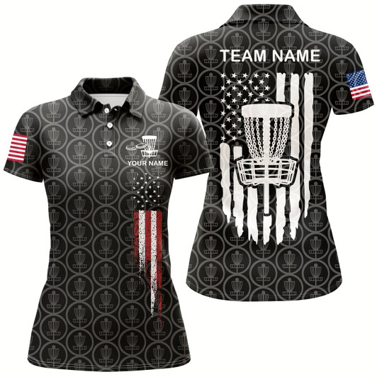 Goofygear Retro American Flag Disc Golf Polo Shirt Custom Patriotic Golf Shirts For Women Golf Gifts