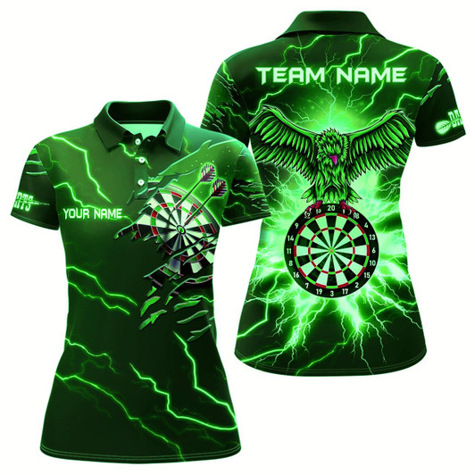 Goofygear Personalized Thunder Green Eagle Dart Polo Shirts Custom Dart Shirts For Women Dart Team Shirts