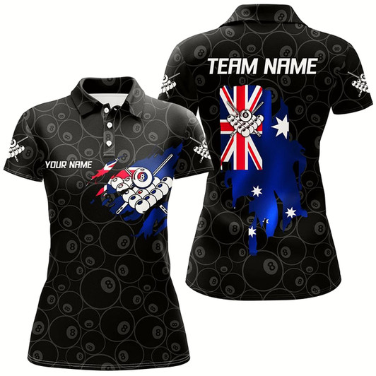 Goofygear Personalized Australian Flag 8 Ball Pool Billiards Polo Shirts For Women Custom Billiard Team Shirts