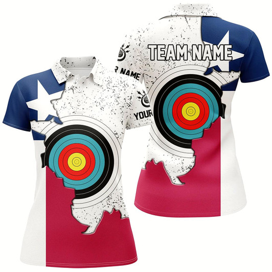 Goofygear Personalized 3D Texas Archery Target Women Polo Shirts Custom Texas Flag Shirts For Patriotic Archer