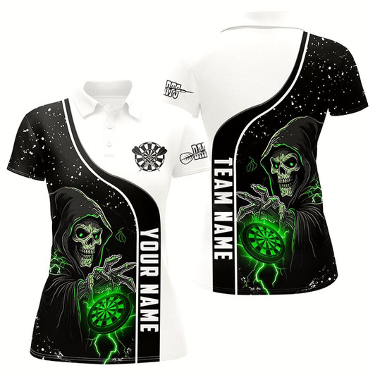 Goofygear Personalized Dart Skull Grunge Women Darts Polo Shirts Custom Darts Shirts For Team Darts Jerseys