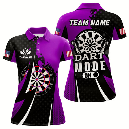 Goofygear Personalized Purple Dart Mode On Women Darts Polo Shirts Custom Name Darts Jersey Team Shirts