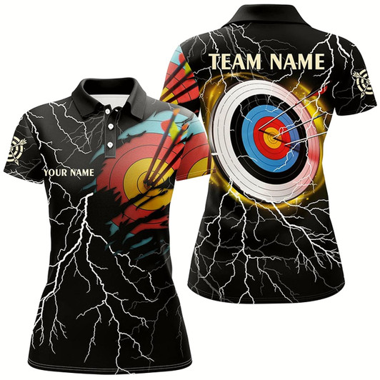 Goofygear Personalized Archery 3D Target Thunder Lightning Pattern Customized Archery Polo Shirts For Women