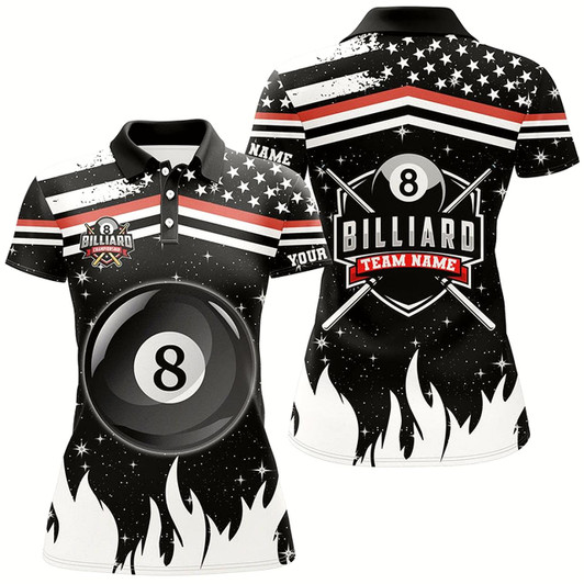 Goofygear Personalized 3D Billiard 8 Ball Pool Women Polo Shirts Custom Patriotic Us Flag Billiard Shirts