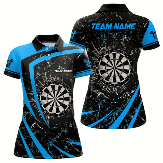 Goofygear Personalized Blue Glass Break Dart Polo Shirts Custom Dart Shirts For Women Dart Team Shirts