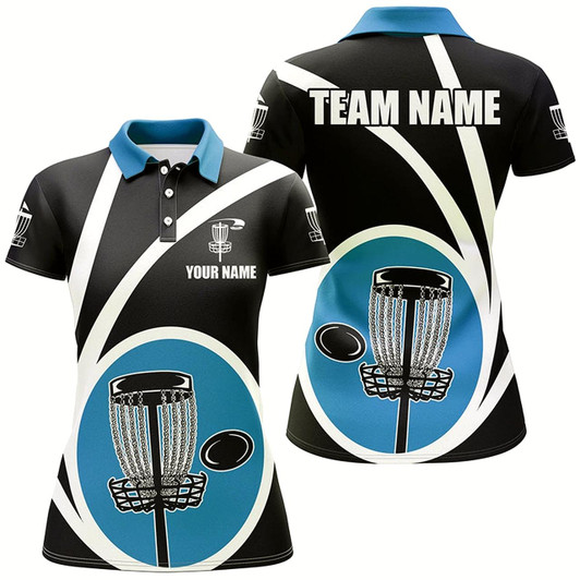 Goofygear Customized Black Blue Womens Disc Golf Polo Shirts Cool Disc Golf Shirt For Team Golf Gifts