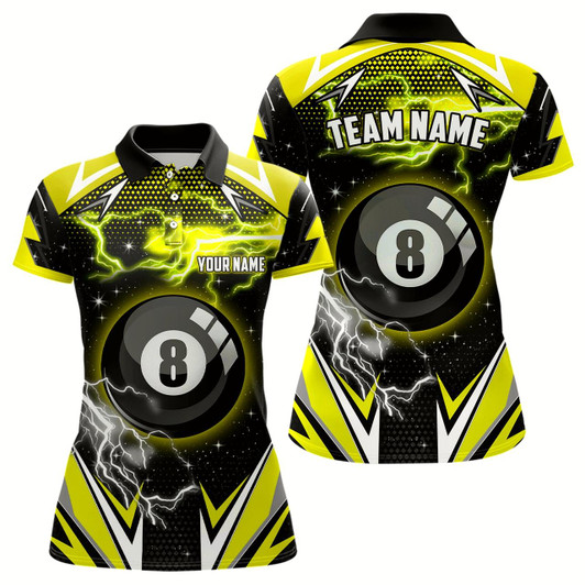 Goofygear 8 Ball Pool Billiard Jerseys For Women Custom Yellow Billiard Polo Shirts Team League Billiard Shirts