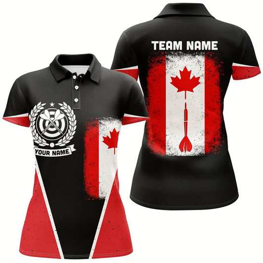 Goofygear Retro Canada Flag Darts Polo Shirt Custom Patriotic Darts Shirt For Women Dart Jersey