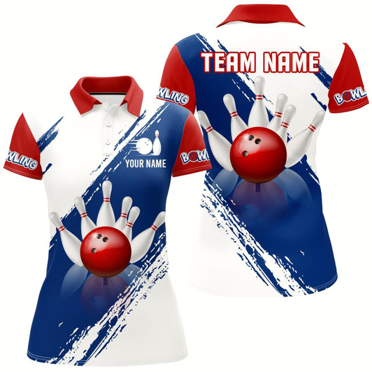 Goofygear Personalized Us Bowling Team Shirts For Women Polo Bowling Jersey Patriotic