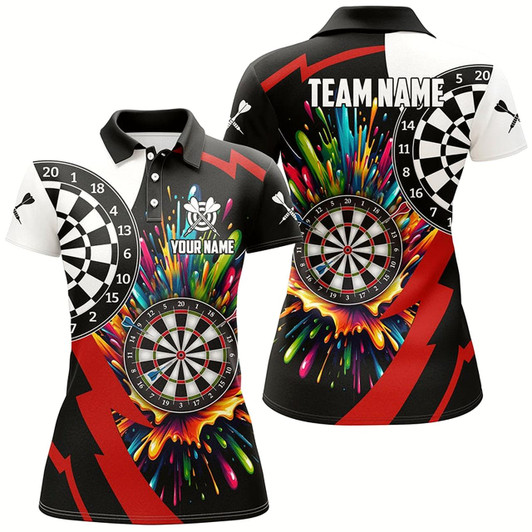 Goofygear Personalized Colorful Dartboard Women Darts Polo Shirts Custom Name Unique Darts Team Jerseys
