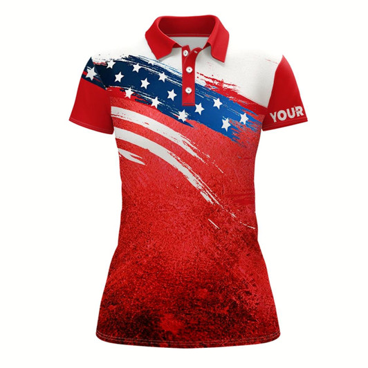 Goofygear Watercolor American Flag Womens Golf Polo Shirts Custom Golf Attire For Women, Golfer Gifts