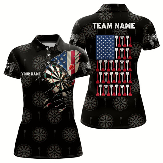 Goofygear Personalized American Flag Darts Polo Shirt Patriotic Darts Team Jersey For Women