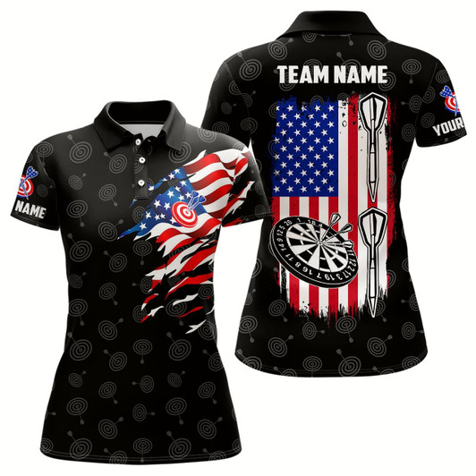Goofygear American Flag Personalized Darts Polo Shirt Custom Patriotic Darts Jersey For Women