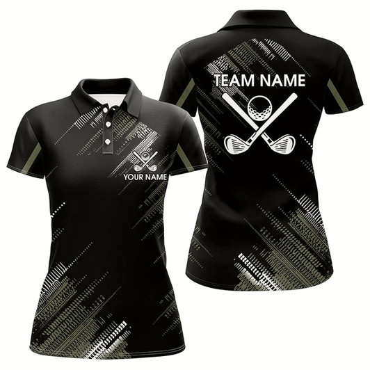Goofygear Black Womens Golf Polo Shirts Custom Golf Clubs Team Golf Shirts, Gifts For The Golfer