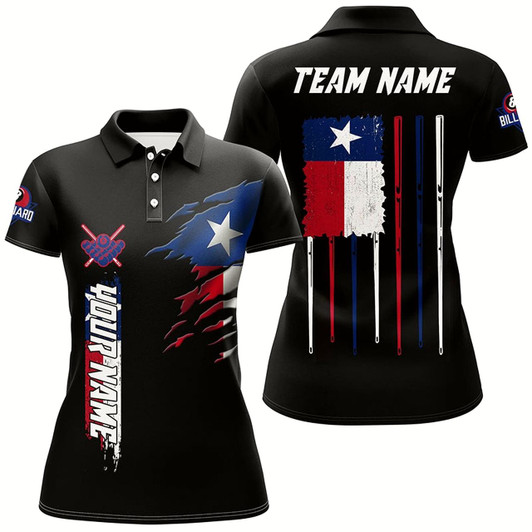 Goofygear Customized Vintage Billiard Texas Flag Polo Shirts For Women Custom Patriotic Gifts For Pool Lover