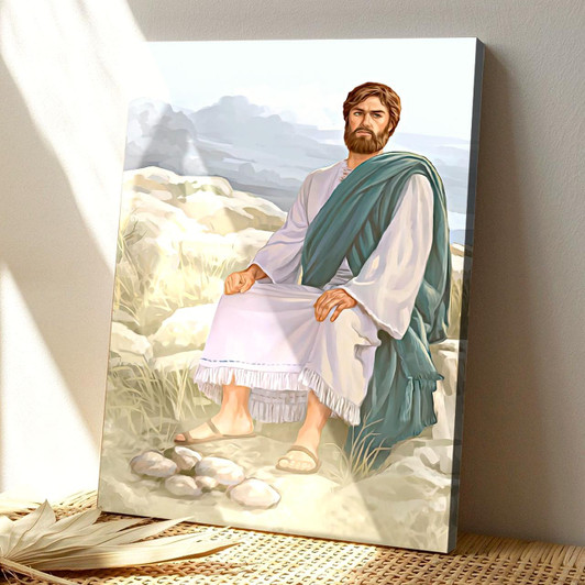 Canvas Art Of Jesus Sitting Overlooking The Landscape With Inspirational Christian Wall Art Poster And Faith Based Gift