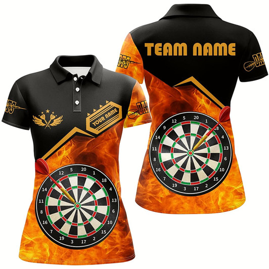 Goofygear Personalized Darts Fire 3D Printed Women Darts Polo Shirts Custom Darts Board Jerseys Attire