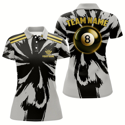 Goofygear Personalized Funny Grey Storm 8 Ball Pool Women Billiard Polo Shirts Custom Unique Billiard Jerseys