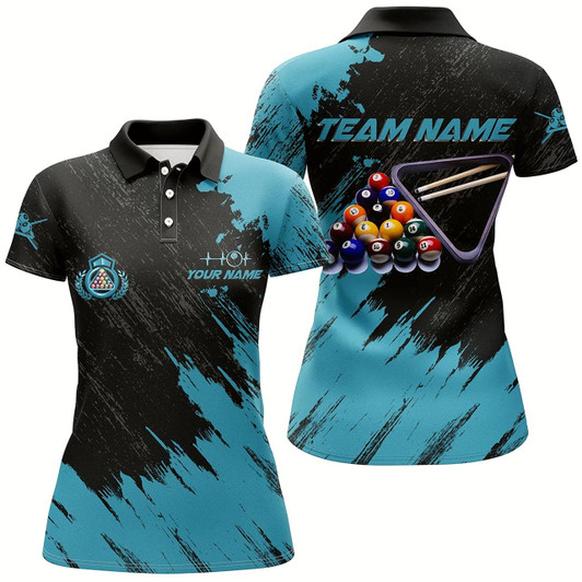 Goofygear Personalized Billiards Balls Painted Blue Version All Over Print Billiard Polo Shirts For Women