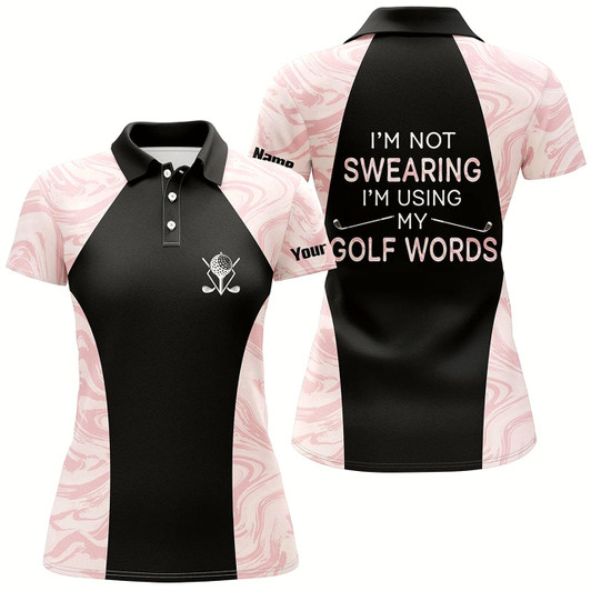 Goofygear I'M Not Swearing I'M Using My Golf Words Seamless Womens Polo Shirt, Golf Shirts For Ladies