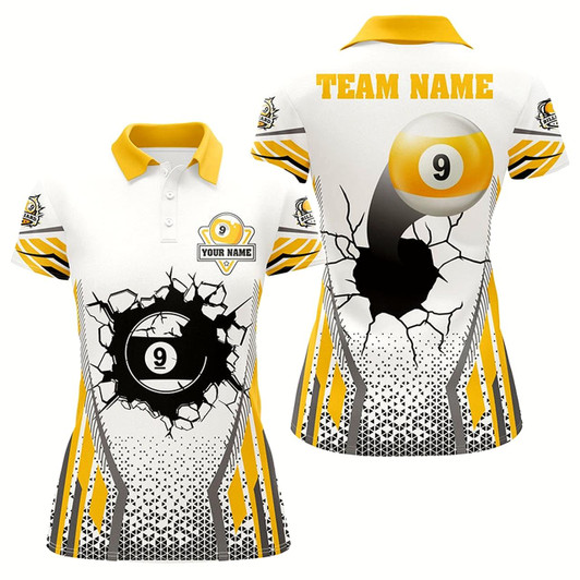 Goofygear Personalized Funny 9 Ball Pool Women Billiard Polo Shirts Custom 9 Ball Billiard Jerseys Attire