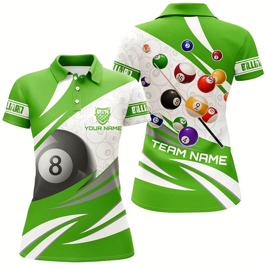 Goofygear 3D 8 Ball Pool Billiard Balls Personalized Women Billiard Polo Shirts Custom Green Billiard Jerseys