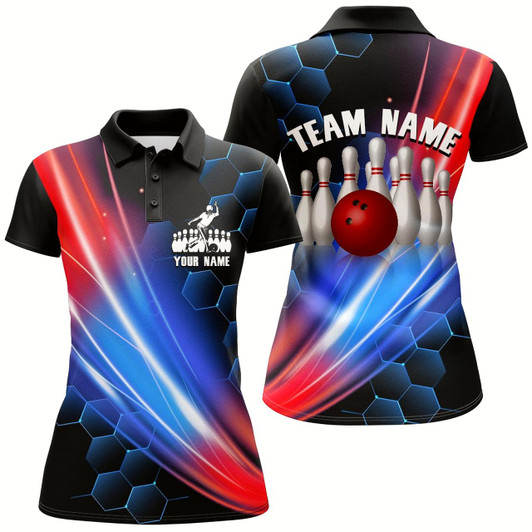 Goofygear Bowling Polo Shirt For Women Custom Bowling Shirt For Team Personalized Black Bowling Jerseys