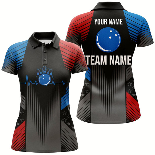 Goofygear Usa Bowling Shirt For Women Bowling Jersey For Team Patriotic Personalized Bowling Polo Shirt