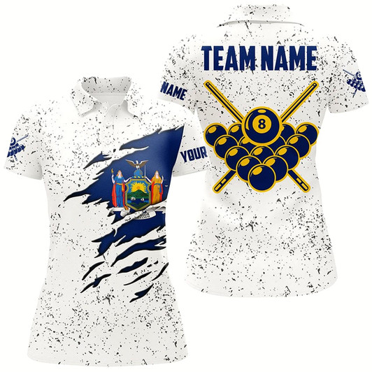 Goofygear 8 Ball Pool New York Flag Personalized Billiard Women'S Shirts Custom 8 Ball Pool Polo Shirts