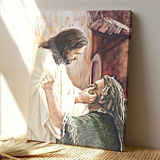 God Will Wipe Away The Tears Canvas Art Featuring Jesus Pictures Christian Wall Art And Inspirational Canvas Prints For
