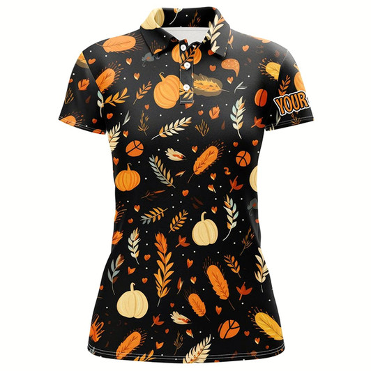 Goofygear Thanksgiving Pattern Womens Golf Polo Shirts Custom Thanksgiving Gift Best Womens Golf Wear