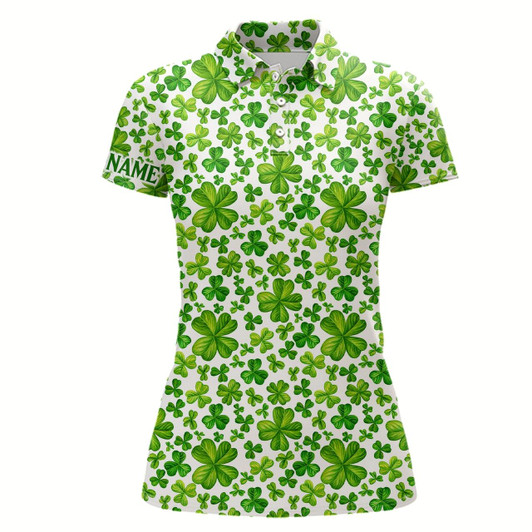 Goofygear Womens Golf Polos Shirts Watercolor Green Clover St Patrick'S Day Pattern Custom Team Golf Polos