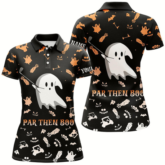 Goofygear Funny Black Orange Halloween Background Women Golf Polo Shirts Custom Par Then Boo, Unique Golf Gifts