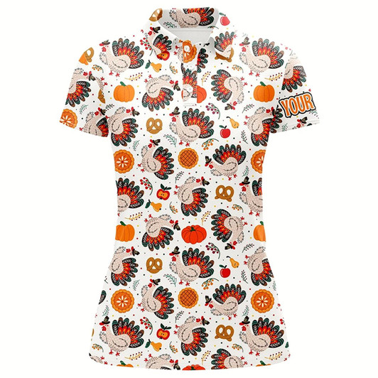 Goofygear Turkey Thanksgiving Pattern Womens Golf Polo Shirts Custom Thanksgiving Gift Best Womens Golf Wear