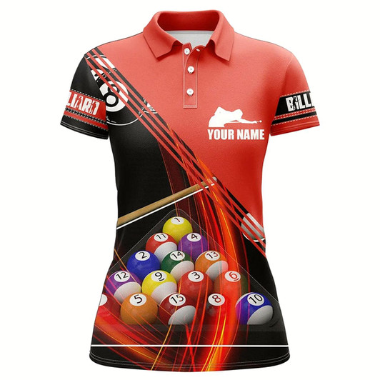 Goofygear Personalized Billiard Balls 3D Polo Shirts For Women, Custom Player Billiards Pool Shirts