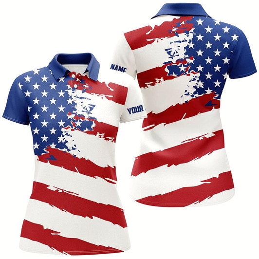 Goofygear American Flag Golf Clubs Patriotic Custom Name Womens Golf Polo Shirts Team Ladies Golf Tops