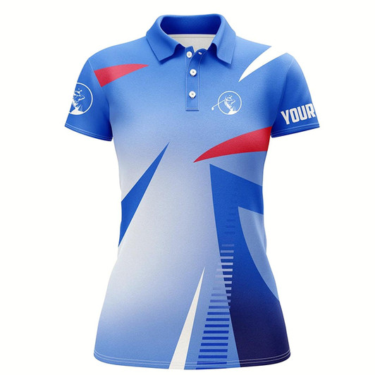 Goofygear Personalized Womens Golf Polos Shirt Custom Name Sport Ladies Golf Tops, Golfing Gifts Blue