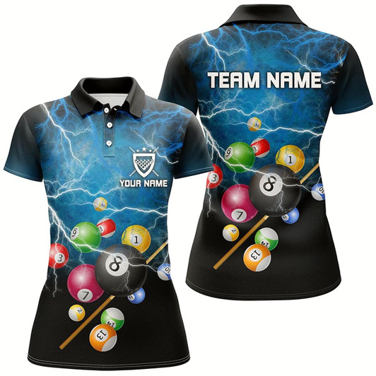 Goofygear Personalized 3D Funny Billiard Balls Polo Shirts For Women, Custom Billiard Team Jerseys