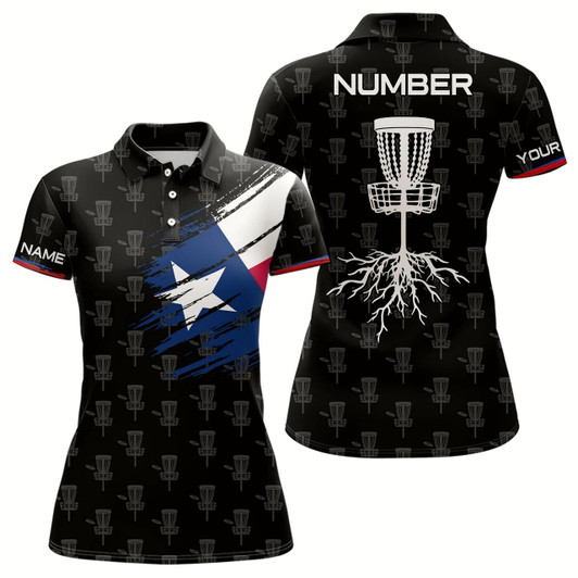 Goofygear Disc Golf Pattern Texas Flag Basket Tree Customized Patriotic Disc Golf Shirts For Women