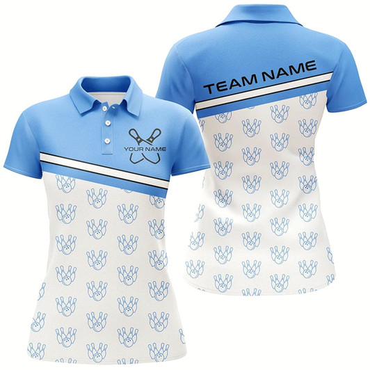 Goofygear Blue Bowling Shirts For Women, Bowling Uniform Custom Bowling League Shirts