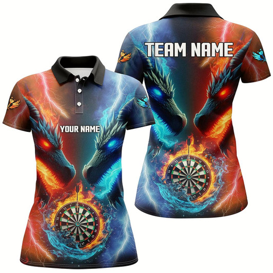 Goofygear Personalized Dart Board Water Fire 3D Dragon Darts Shirts For Women, Team League Darts Jerseys