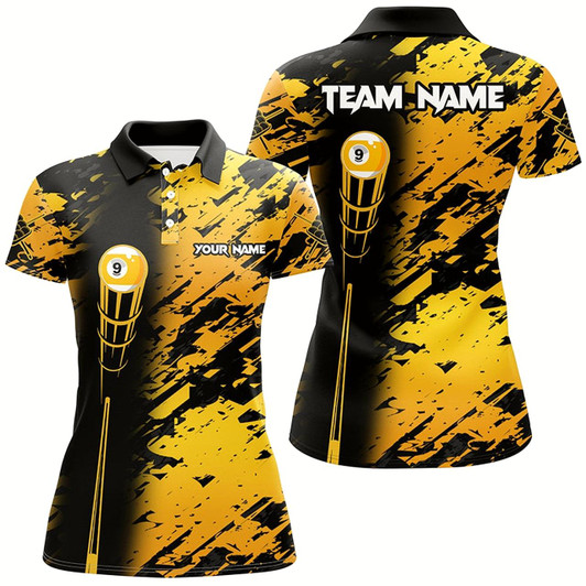 Goofygear Personalized Billiard Tournament Jerseys Shirt For Women, Best 9 Ball Billiard Shirt For Team Yellow