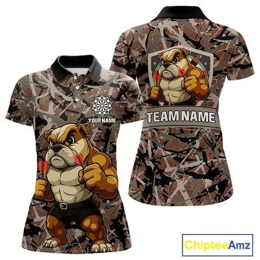 Goofygear Golden Ochre Bulldog With Arrows Women'S Grunge Darts Shirt - Custom Name For Players