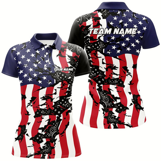 Goofygear American Flag Custom Pickleball Team Shirts For Women, Patriotic Pickleball Jerseys Style 1